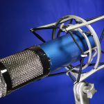 Blue Microphone on Blue background